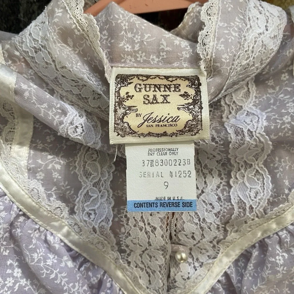 VTG'70s Gunne Sax Jessica's San Francisco‎ Ivory Lace Prairie Pearl Size 9 Dress